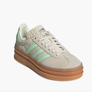 Adidas Gazelle Bold Platform Sneaker in White/Green Spark/Cream W6/Kids 4.5